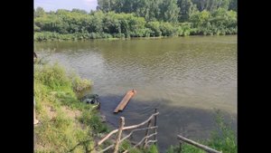 Сделали мостик-пирс на речке для детей.