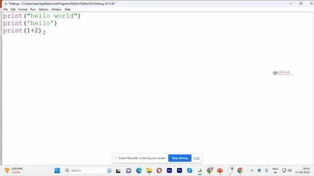 First Python Program (Hello World!) | Python Programming Tutorial Malayalam | Python for Beginners