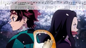 kamado Tanjiro no uta(demon slayer ost) lyre harp tabs music sheet