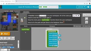 Lesson 16, Functions in minecraft of CS Fundamental Express Course, code.org