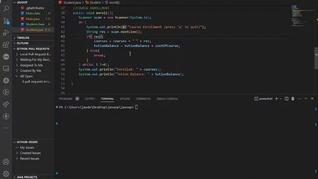 java student management program | object oriented progamming practice