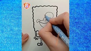 Как нарисовать ГУБКУ БОБА фломастерами?Easy drawing Sponge BOB step by step by markers #funny