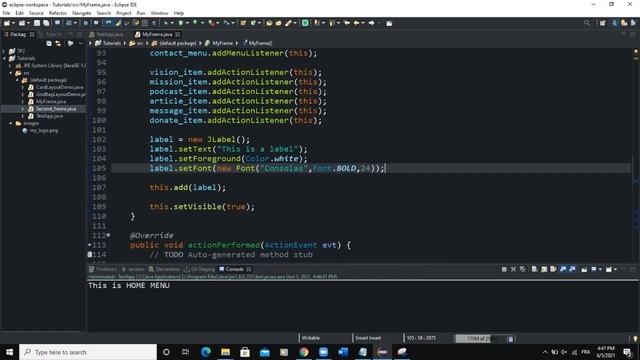 Java GUI Tutorial #27 - MenuBar, Menu, Sub Menu and Label Example