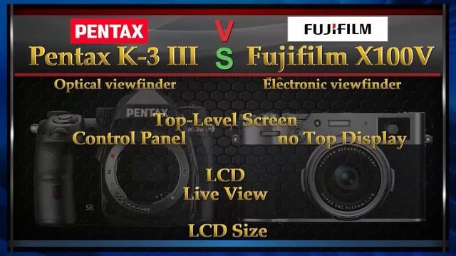 Pentax K3 III vs Fujifilm X100V Comparison Video Spec Comparison