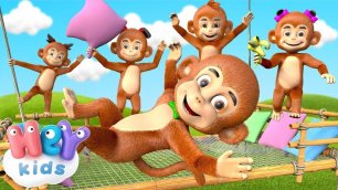 5 Kleine Affen  Zahlen lernen für kinder | Kinderlieder mix - HeyKids
