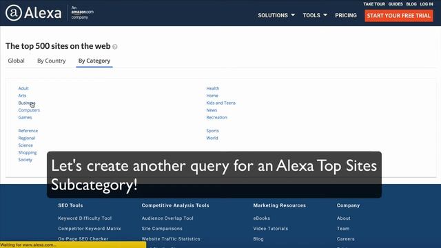 Web Scrape Alexa website to Spreadsheet - without any coding!