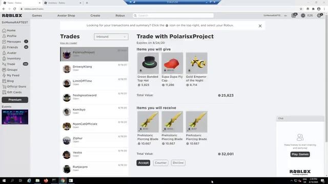 TRADING 100K ROBUX ACCOUNT WITH OLYMPIAN FOR 7 DAYS! смотреть онлайн