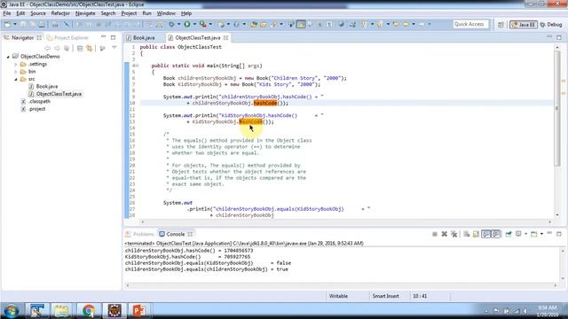 Java Object Class (hashCode method-book) | Java Tutorial