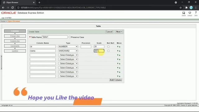 Creating Table in Oracle Database || Oracle DB GUI || Database home page