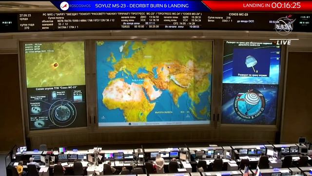 Roscosmos - Soyuz MS-23 - Deorbit Burn & Landing Dzhezkagan, Kazahkstan - September 27, 2023 смотреть онлайн