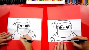 How To Draw Crazy Cookie Santa Puppet (Folding Surprise). Как нарисовать Санта Клауса.