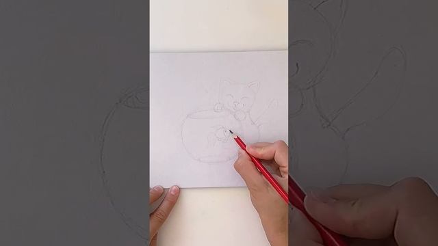 Рисуем котика и аквариум. Как нарисовать кота и аквариум с рыбкой. Урок рисования. Drawing cute cat