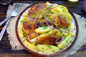 Секрет нежности - в маринаде.
КАРТОФЕЛЬ, ЗАПЕЧЁННЫЙ С КУРИЦЕЙ