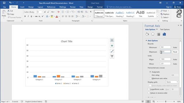 How to change scale of Chart vertical axis in Word смотреть онлайн