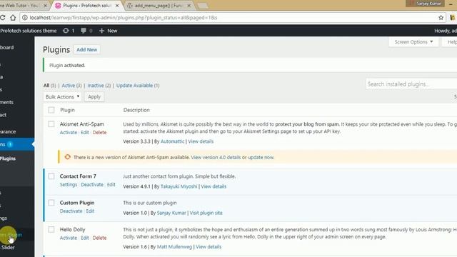 Wordpress Plugin Development tutorial from scratch (Part 3) Wordpress Plugin Menus on Activation