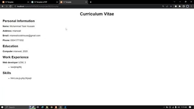 ?Complete CV Creator Project using PHP | Generate CV resume in PHP | CV Generator
