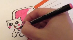 Как нарисовать кота с радугой из игры НЯН КЭТ. NYAN CAT KAWAII. Легкие рисунки для срисовки