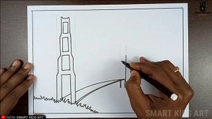 How To Draw The Golden Gate Bridge | Golden Gate Bridge Drawing | Easy Drawing | Smart Kids Art