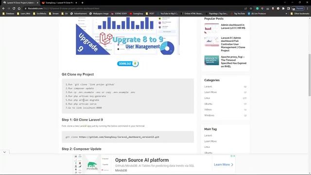 Git hup file download to run Laravel 9 project datils смотреть онлайн