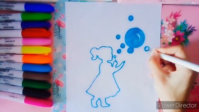 Как нарисовать девочку,которая пускает мыльные пузыри. смотреть онлайн