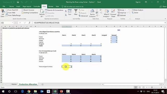 How to use solver in Excel to allocate production by factories смотреть онлайн