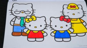 Coloring Hello Kitty, Mimmy & Family Coloring Book Page Colored Pencil | KiMMi THE CLOWN