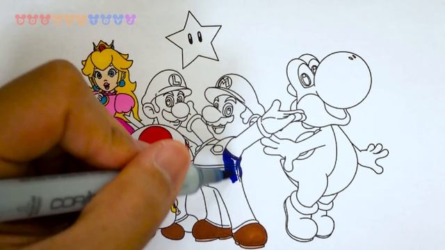 How to Draw Super Mario Bros, Mario, Yoshi, Luigi... #215 | Drawing Coloring Pages Videos for Kids смотреть онлайн