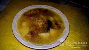 Суп с мясом и овсяными хлопьями
