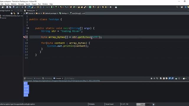 How to encode a given String into a sequence or Array of bytes using the getBytes() method