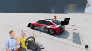 Дети и Машина. Диана и Даня едут по воде - BeamNG Drive