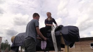 Первые тренировки по вольтижировке (8 июля 2015, лагерь НОЦ, КСК "Добрая лошадка")