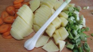 Суп на курином бульоне с шашлычками