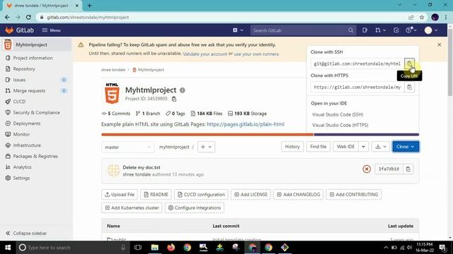 How to clone project from remote repo to local repo Using SSH Key #gitlab#SSH#clone смотреть онлайн