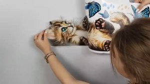 VEROL / Интерьерные наклейки "Котик и бабочка" наклейка самоклеящаяся виниловая на стену в детскую