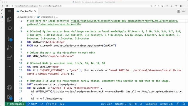 Use a Python virtualenv in a GitHub Codespace