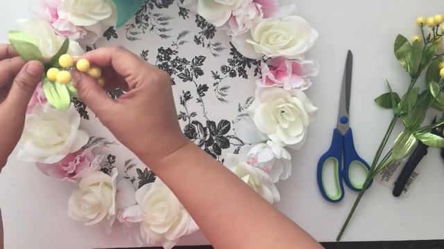 Dollar Tree DIY English Garden Toile Shabby Chic Spring Wreath - Easy $7