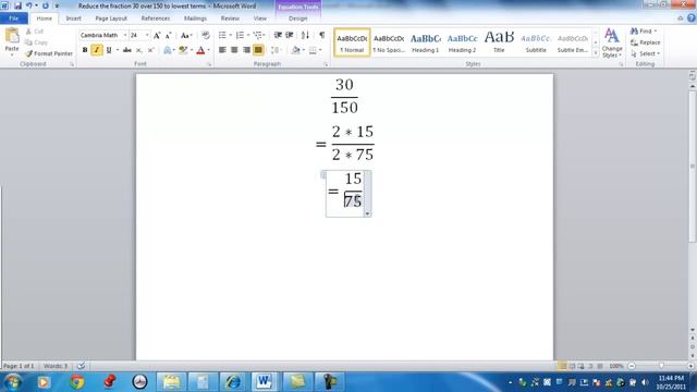Reduce the fraction 30/150 to lowest terms смотреть онлайн