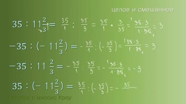 ДЕЛЕНИЕ рациональных чисел. Часть 6. Целое число и смешанное число