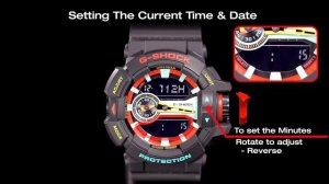 GA-400 G-SHOCK 5398 Set Time, Date, Home City,12/24H, Key operation tone, Illumination duration Dem