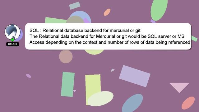 SQL : Relational database backend for mercurial or git смотреть онлайн