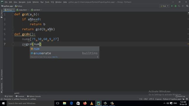 Python Program to find GCD of N numbers or GCD of an Array Or List  (Hindi)