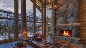 Relax Music  Cozy Winter Ambience Fireplace and snow