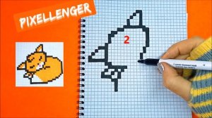 Как рисовать по клеточкам Спящую Лису Простые рисунки Лисичка How to Draw Fox Pixel Art