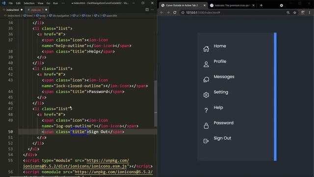 Navigation Menu Using Html CSS & Javascript | Curved Outside in Active Tab смотреть онлайн