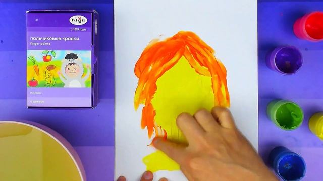 Рисуем РУЧКАМИ портрет МАМЫ - урок рисования пальчиковые краски смотреть онлайн