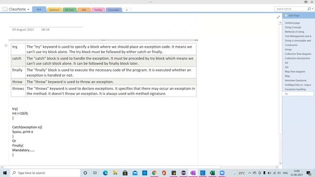 Exception handling in java |Try catch finally block in java |Throw and throws in java #19