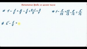 Вычитание обыкновенной дроби из целого числа