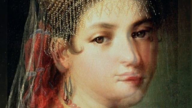 Портрет девушки в сарафане и кокошнике (в деталях). Художник Мауро Гандольфи(?), 1820-е гг.