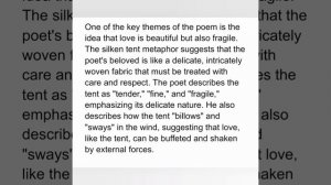 Themes of the sonnet The Silken Tent by Robert frost/ Explanation in English and Urdu.