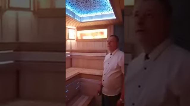 Парная,, под ключ,, печь установленная Гефест в облицовке Президент из натурального , дымоход Вулка смотреть онлайн